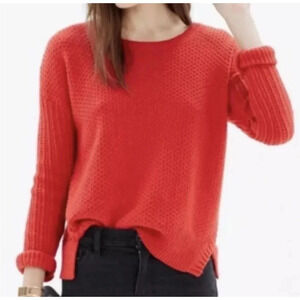 Madewell Red Texturemix Pullover Sweater Size Small Crewneck Holiday Festive